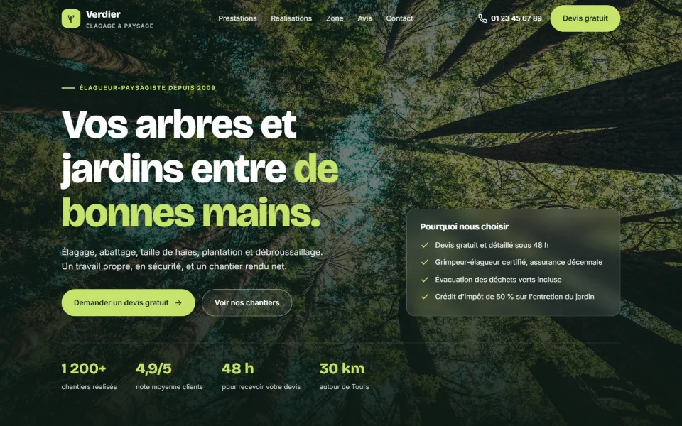 Site d'un élagueur paysagiste