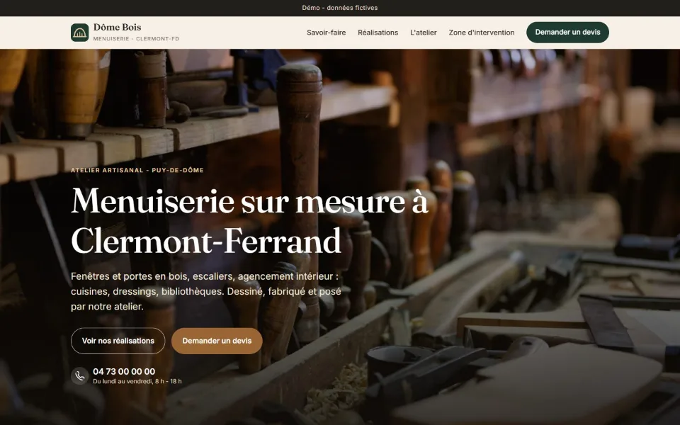 Site d'une menuiserie sur mesure
