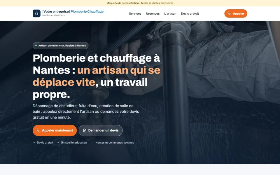 Site d'un plombier chauffagiste à Nantes